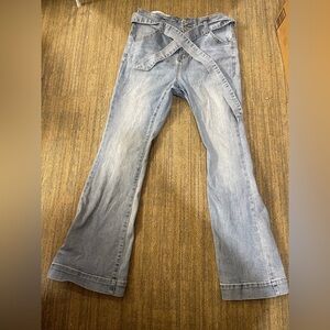 Coco + Carmen Light Blue Flare Jeans with Tie Waist